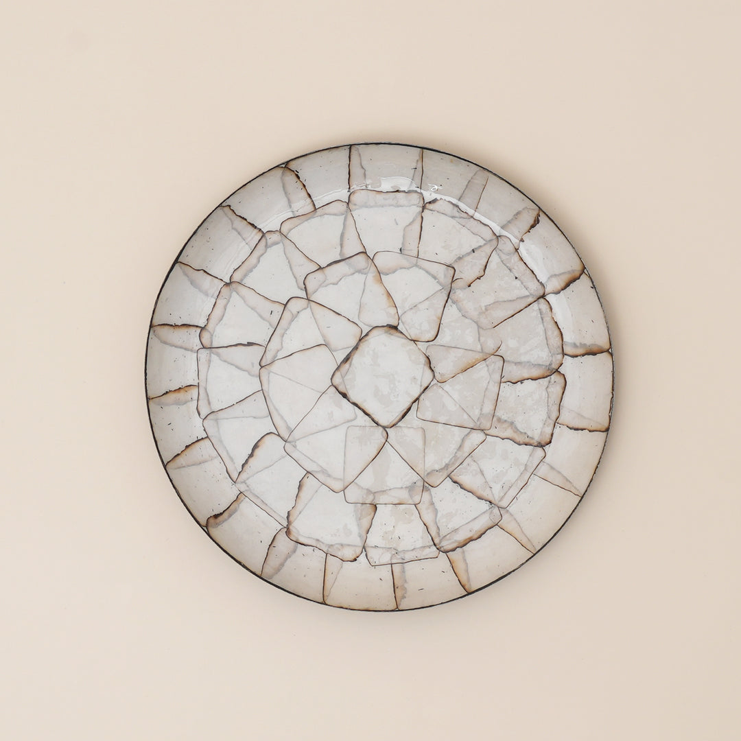 Rustica Mosaic Round Iron Tray – Enamel Stone Mosaic Decorative Display Tray