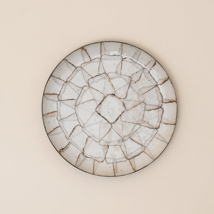 Rustica Mosaic Round Iron Tray – Enamel Stone Mosaic Decorative Display Tray