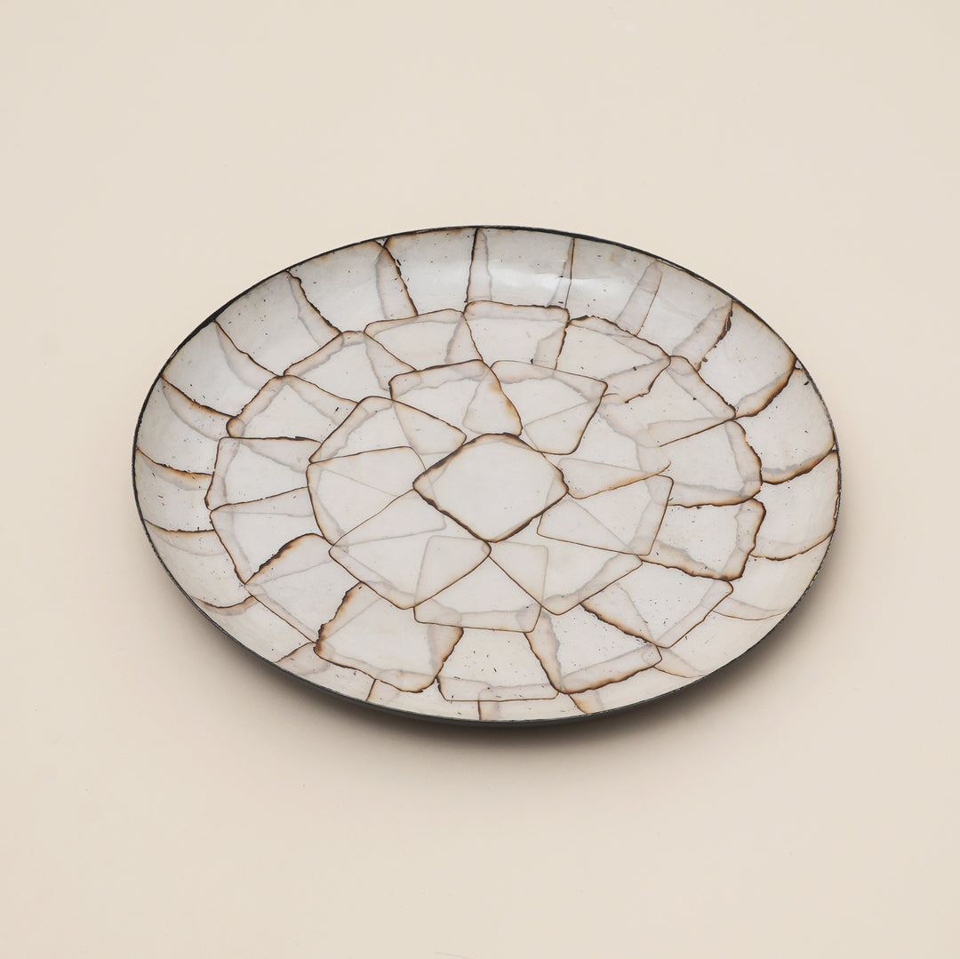 Rustica Mosaic Round Iron Tray – Enamel Stone Mosaic Decorative Display Tray