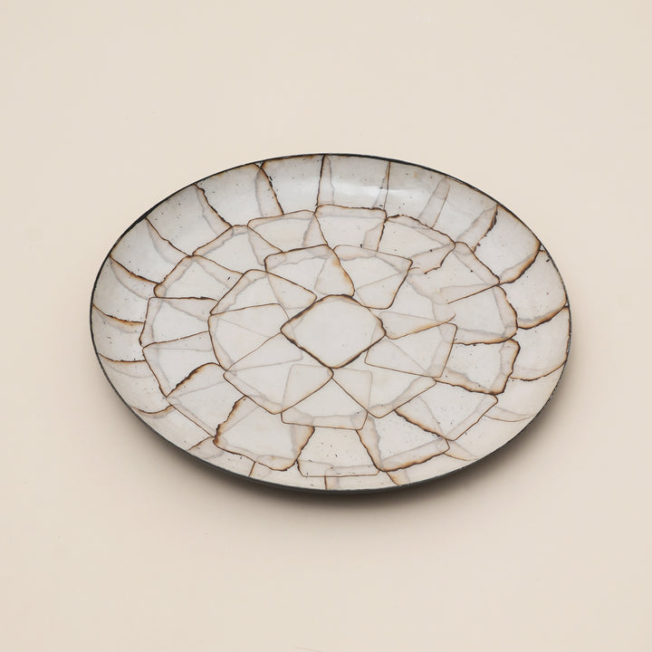 Rustica Mosaic Round Iron Tray – Enamel Stone Mosaic Decorative Display Tray