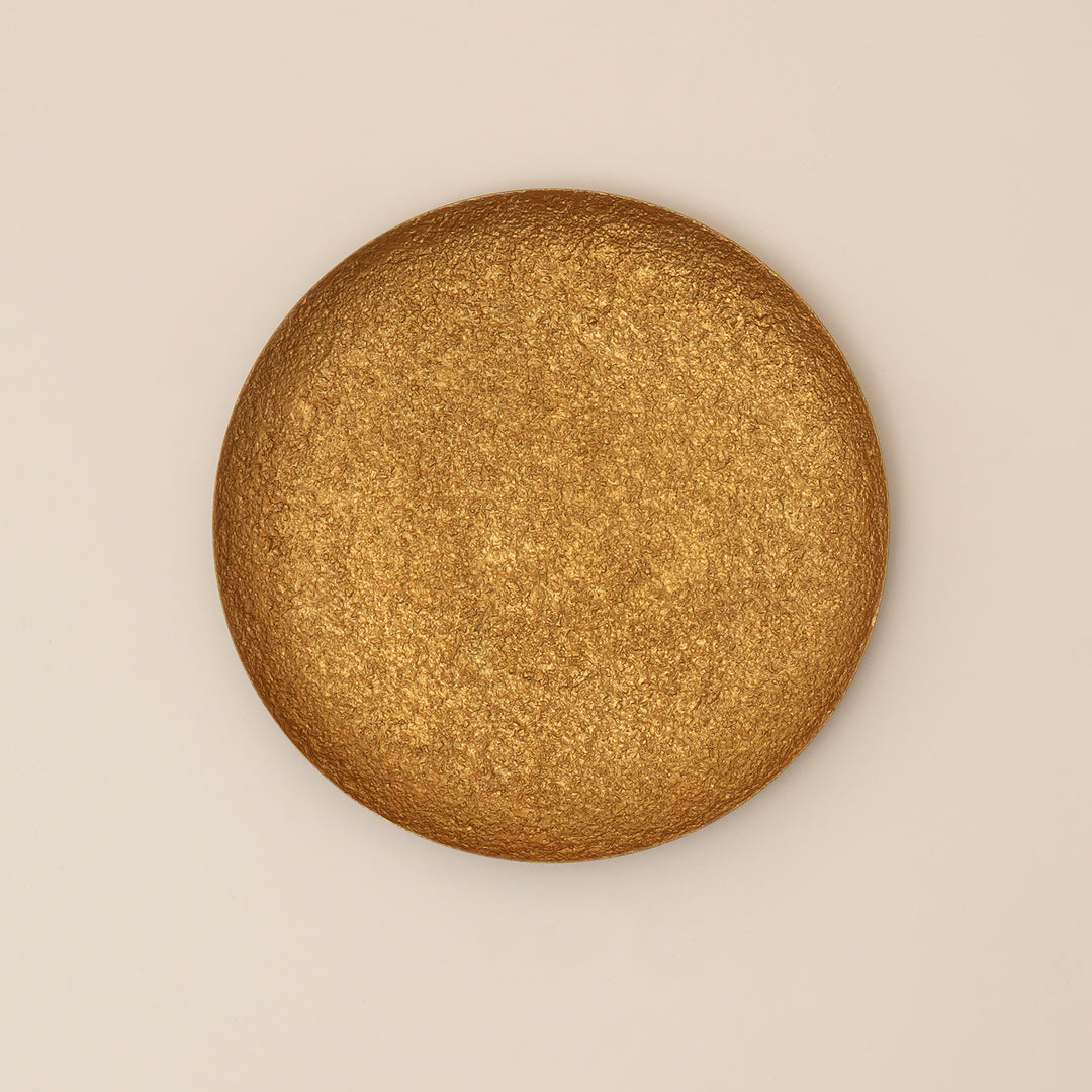 Antique Gold Hammered Round Iron Decorative Tray
