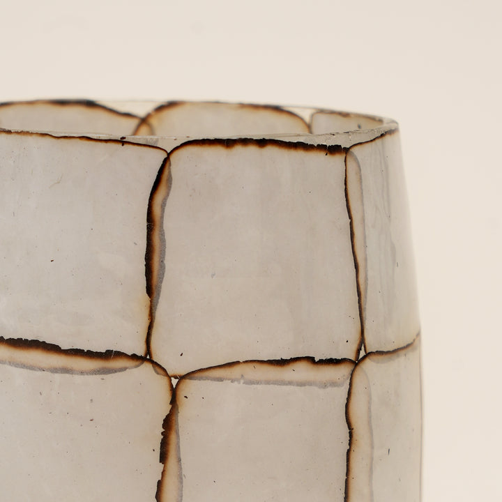 Set of 4 Vintage Burnt White Glass Votive Candle Holders