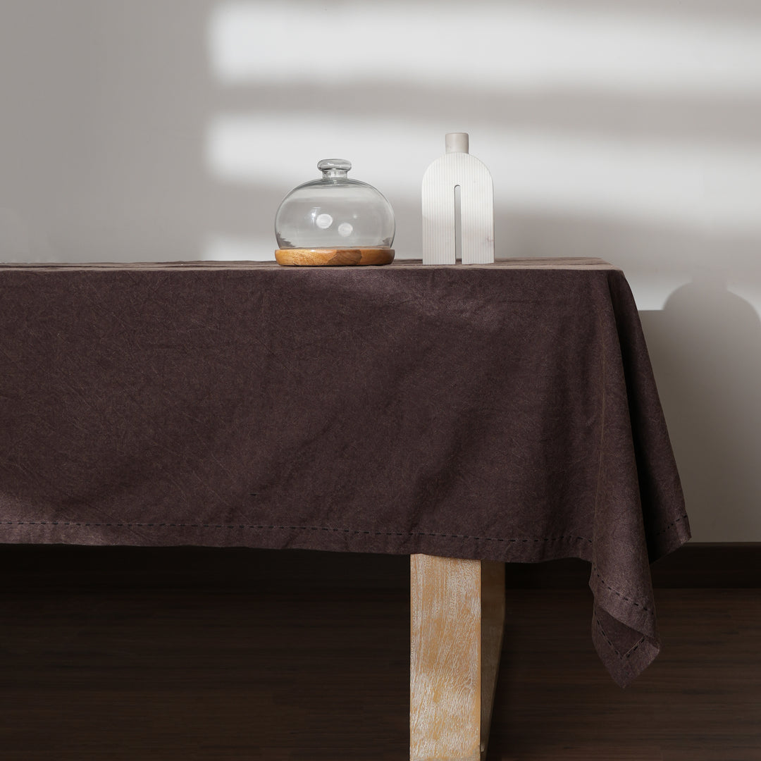 Grande tovaglia in cotone/lino - Marrone