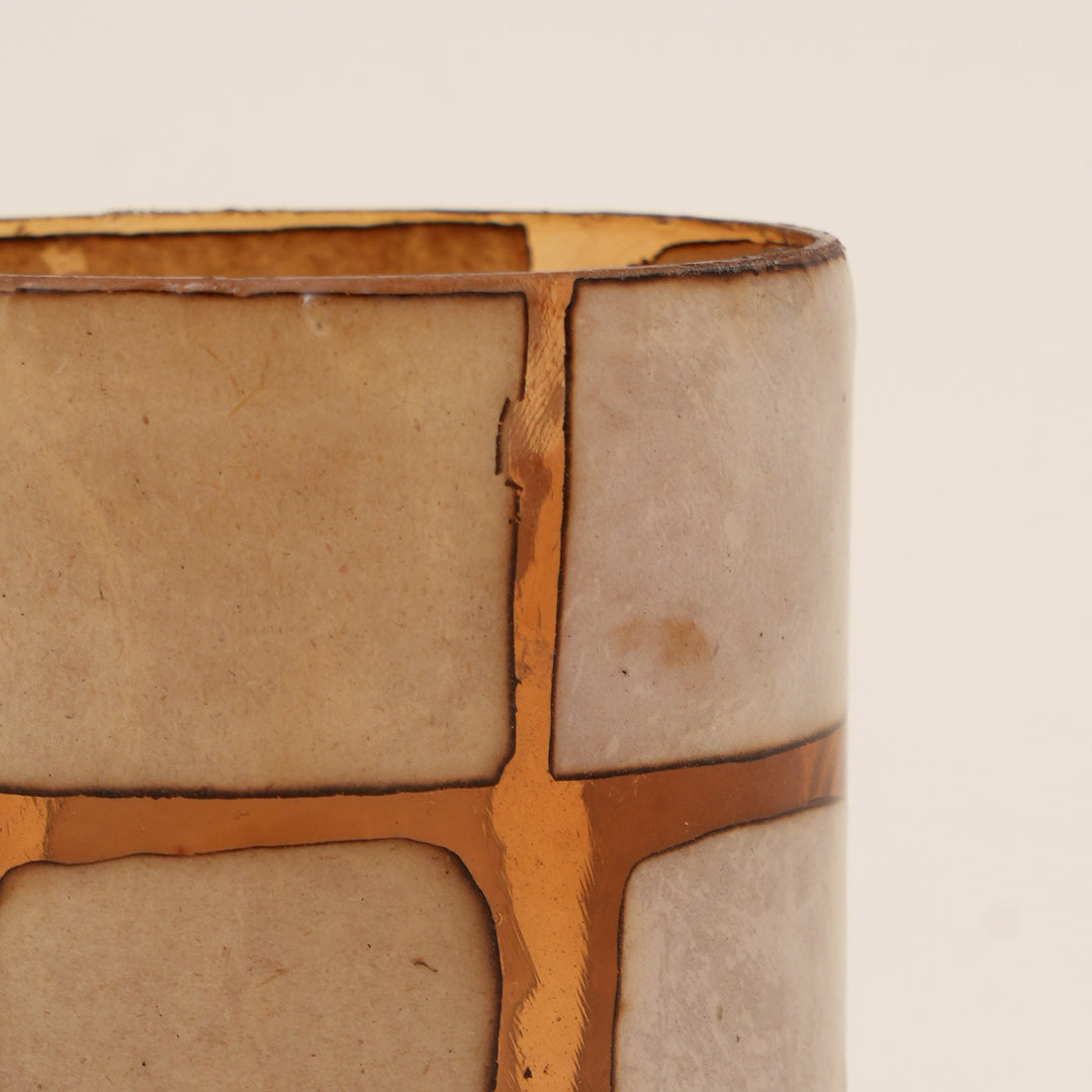 (Set of 4) Gilded Stone Mosaic Iron Votive Holder – Antique Gold Decorative Candle Holder