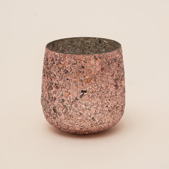 Set of 4 Shimmer Mosaic Tulip Glass Votive Candle Holders | Handcrafted Luxe Sparkle Design