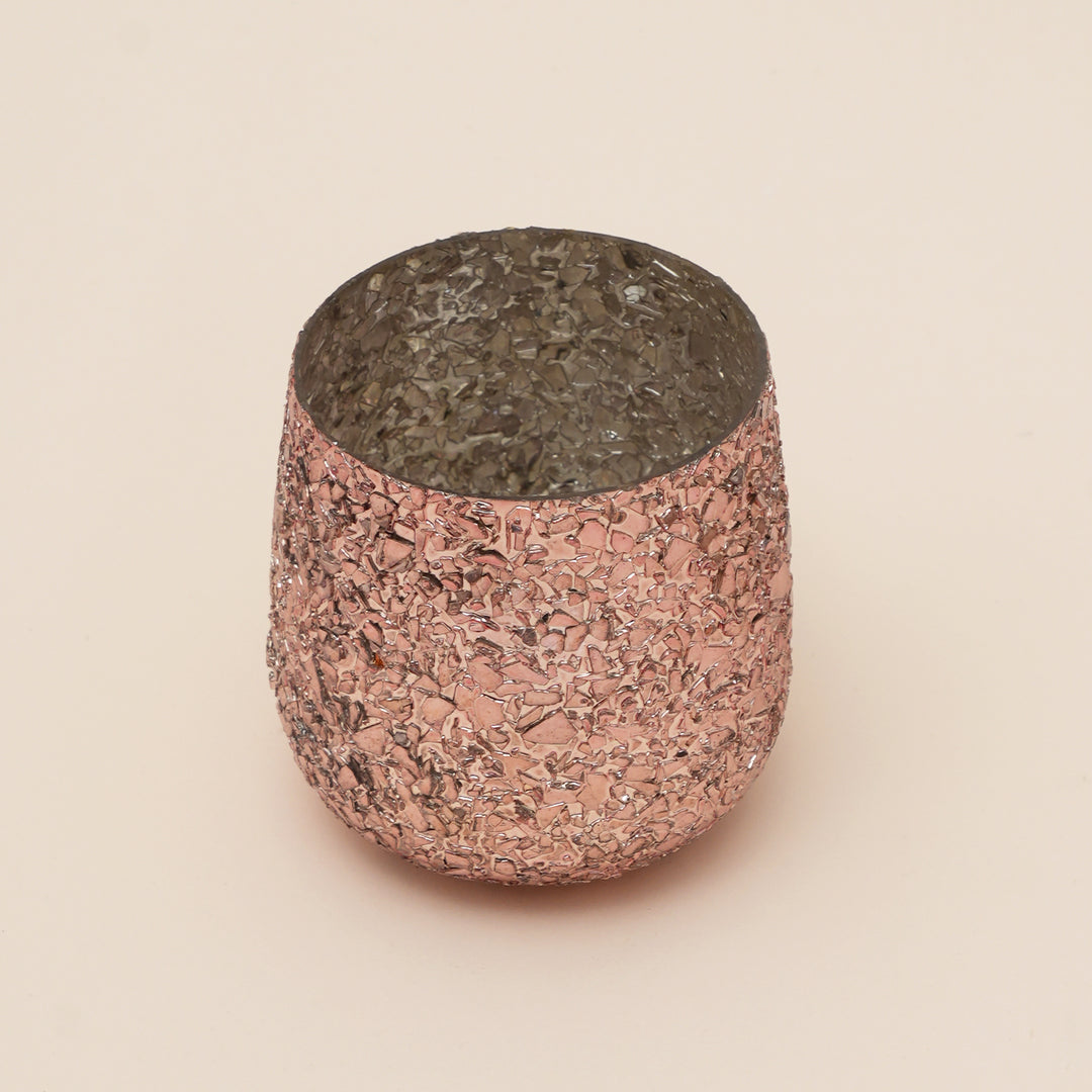 Set of 4 Shimmer Mosaic Tulip Glass Votive Candle Holders | Handcrafted Luxe Sparkle Design