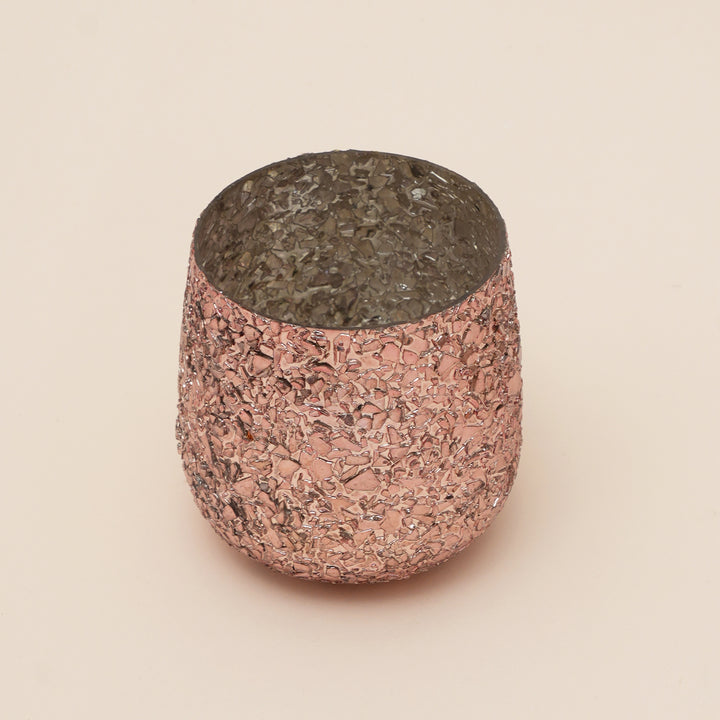Set of 4 Shimmer Mosaic Tulip Glass Votive Candle Holders | Handcrafted Luxe Sparkle Design