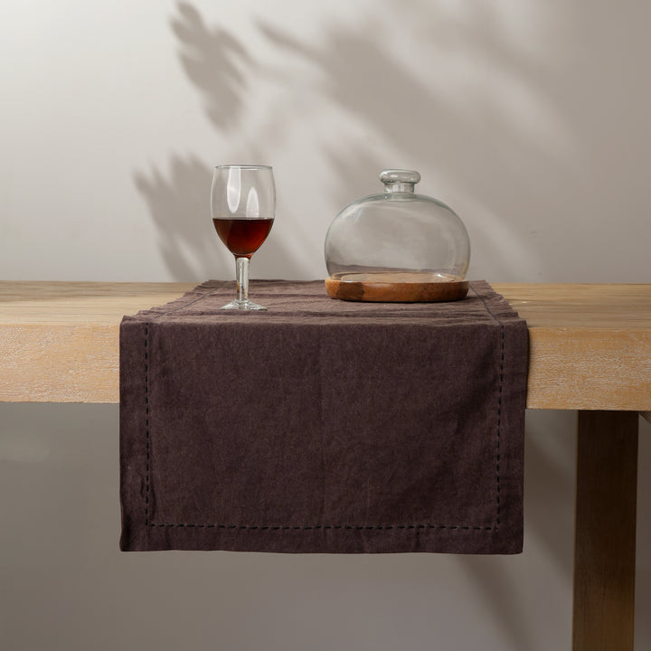 Runner da tavola in cotone/lino - Marrone