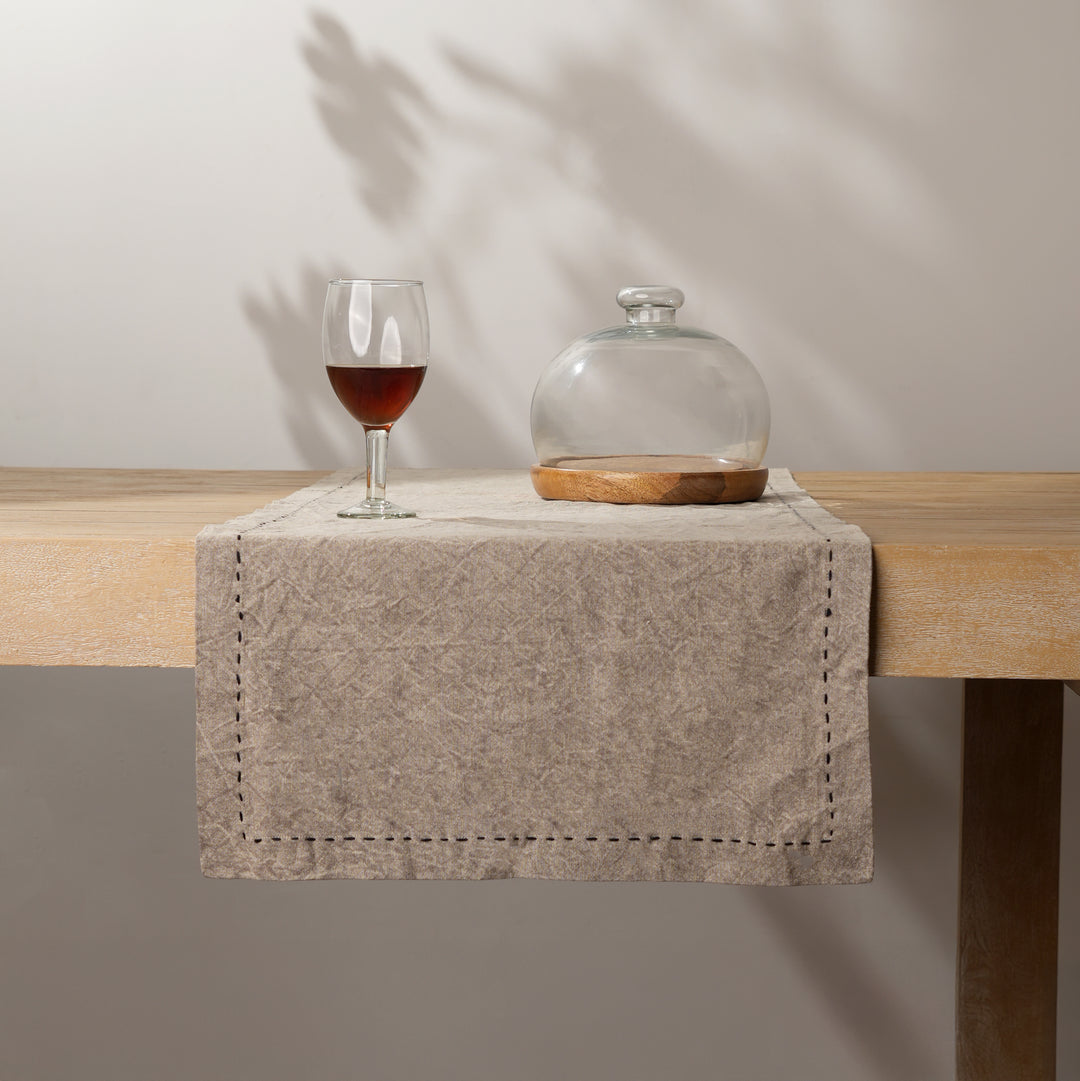 Runner da tavola in cotone/lino - Beige