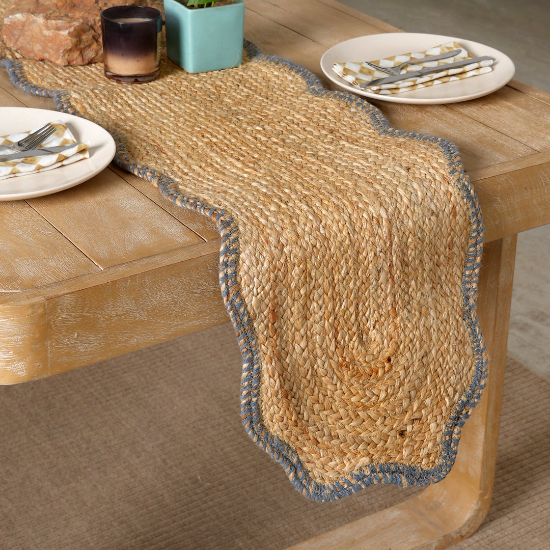 Grey Jute Braided Table Runner 14x72 in – Handcrafted Eco-Friendly Dining Decor