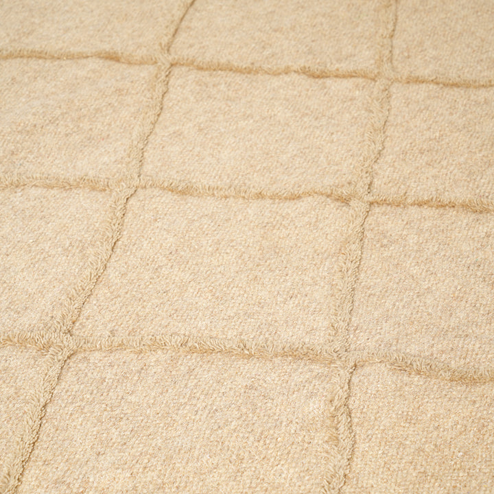 Hand Woven Crisscross Rug – Wool & Cotton | Natural Beige