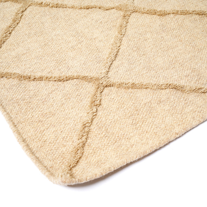 Hand Woven Crisscross Rug – Wool & Cotton | Natural Beige