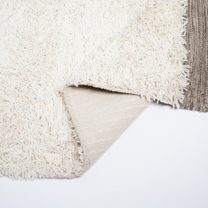 Hand Woven Berber Rug – Wool & Cotton | White & Grey