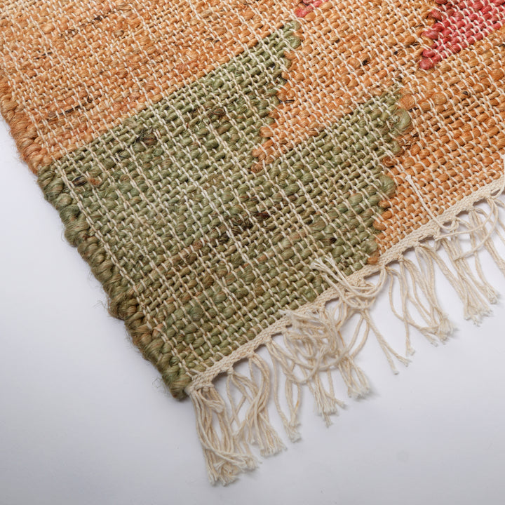 Hand Woven Kilim Rug – Jute & Cotton | Red & Natural