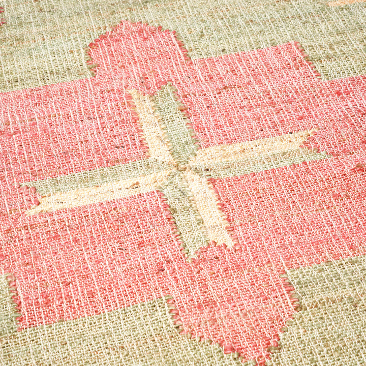 Hand Woven Kilim Rug – Jute & Cotton | Red & Natural