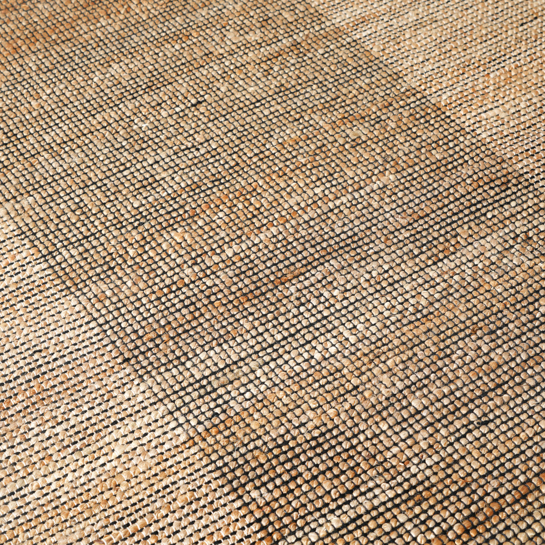 Hand Woven Herringbone Block Rug – Cotton & Jute | Natural