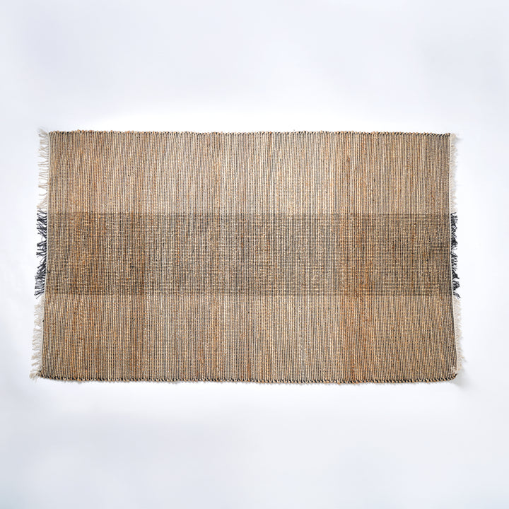 Hand Woven Herringbone Block Rug – Cotton & Jute | Natural