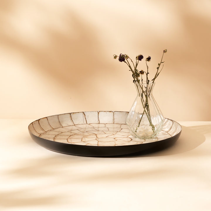 Rustica Mosaic Round Iron Tray – Enamel Stone Mosaic Decorative Display Tray