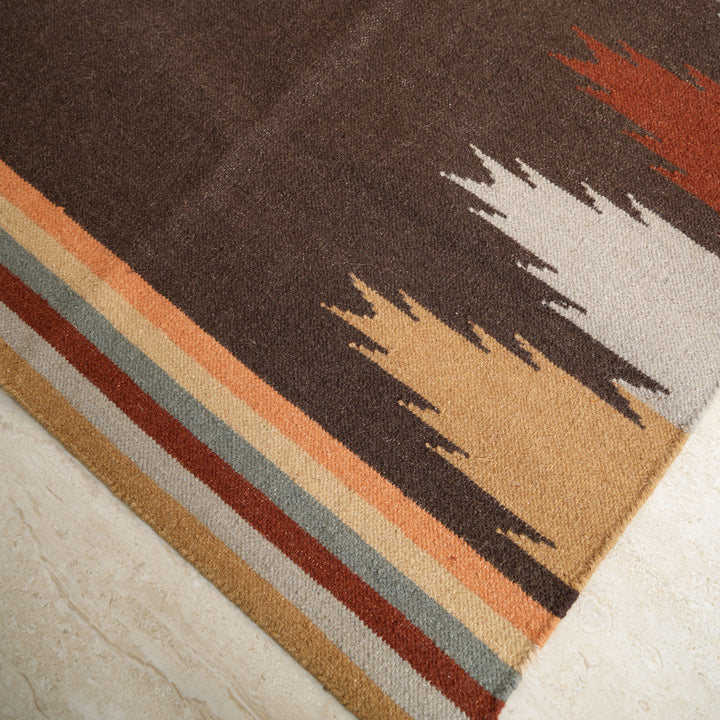 Hand Woven Traditional Kilim Rug – Wool, Bamboo Silk & Cotton
