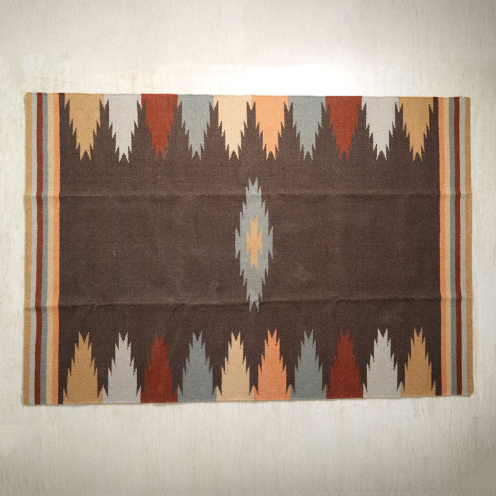 Hand Woven Traditional Kilim Rug – Wool, Bamboo Silk & Cotton