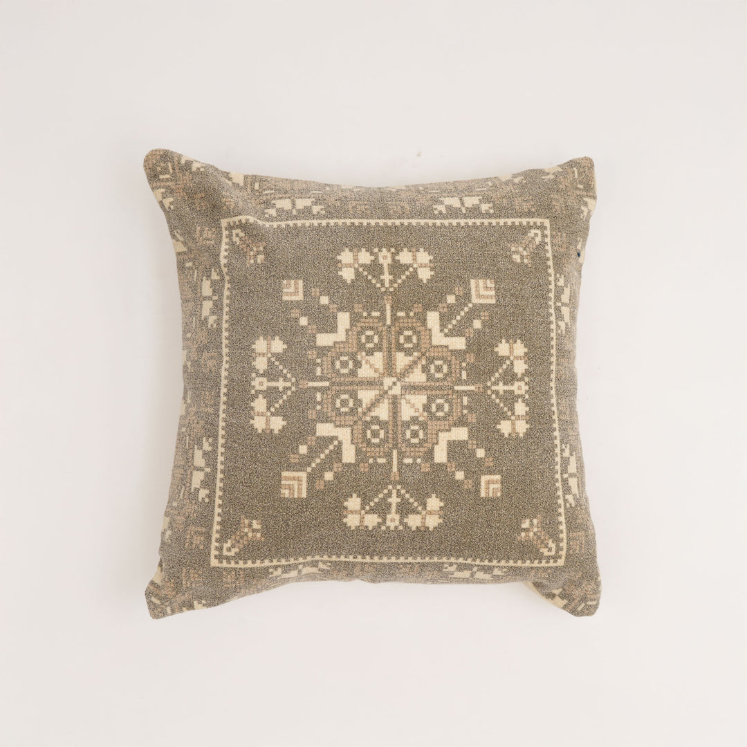 Desert Mosaic Printed Cushion – Earthy Green Geometric Design