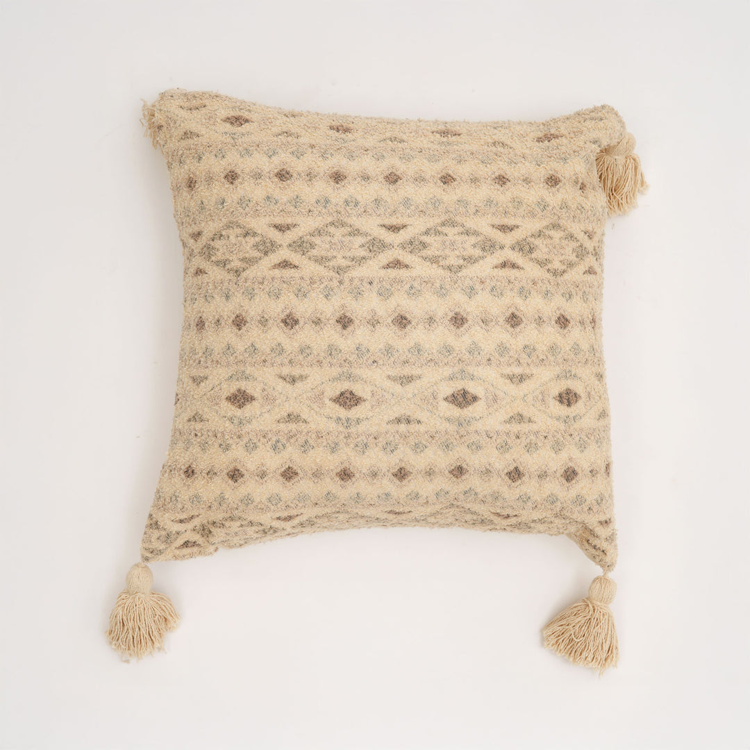 Misty Dune Woven Cushion with Tassels – Beige | 45 × 45 cm