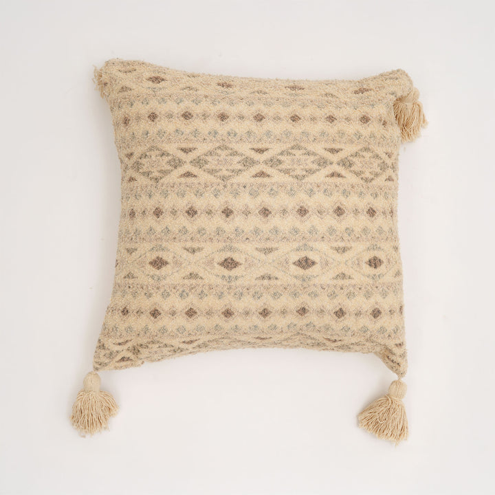 Misty Dune Woven Cushion with Tassels – Beige | 45 × 45 cm