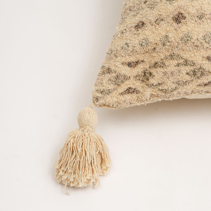 Misty Dune Woven Cushion with Tassels – Beige | 45 × 45 cm