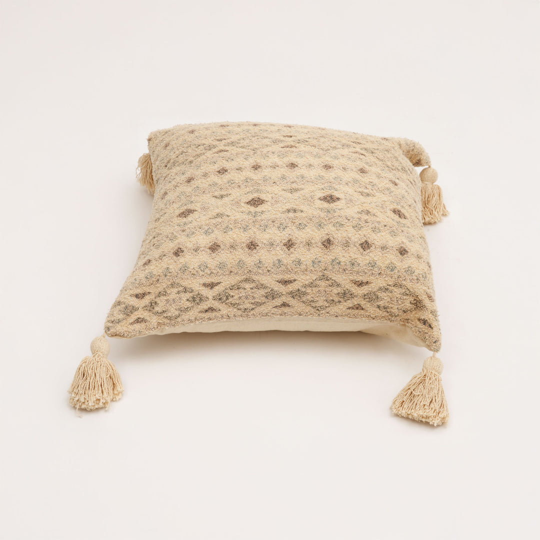 Misty Dune Woven Cushion with Tassels – Beige | 45 × 45 cm