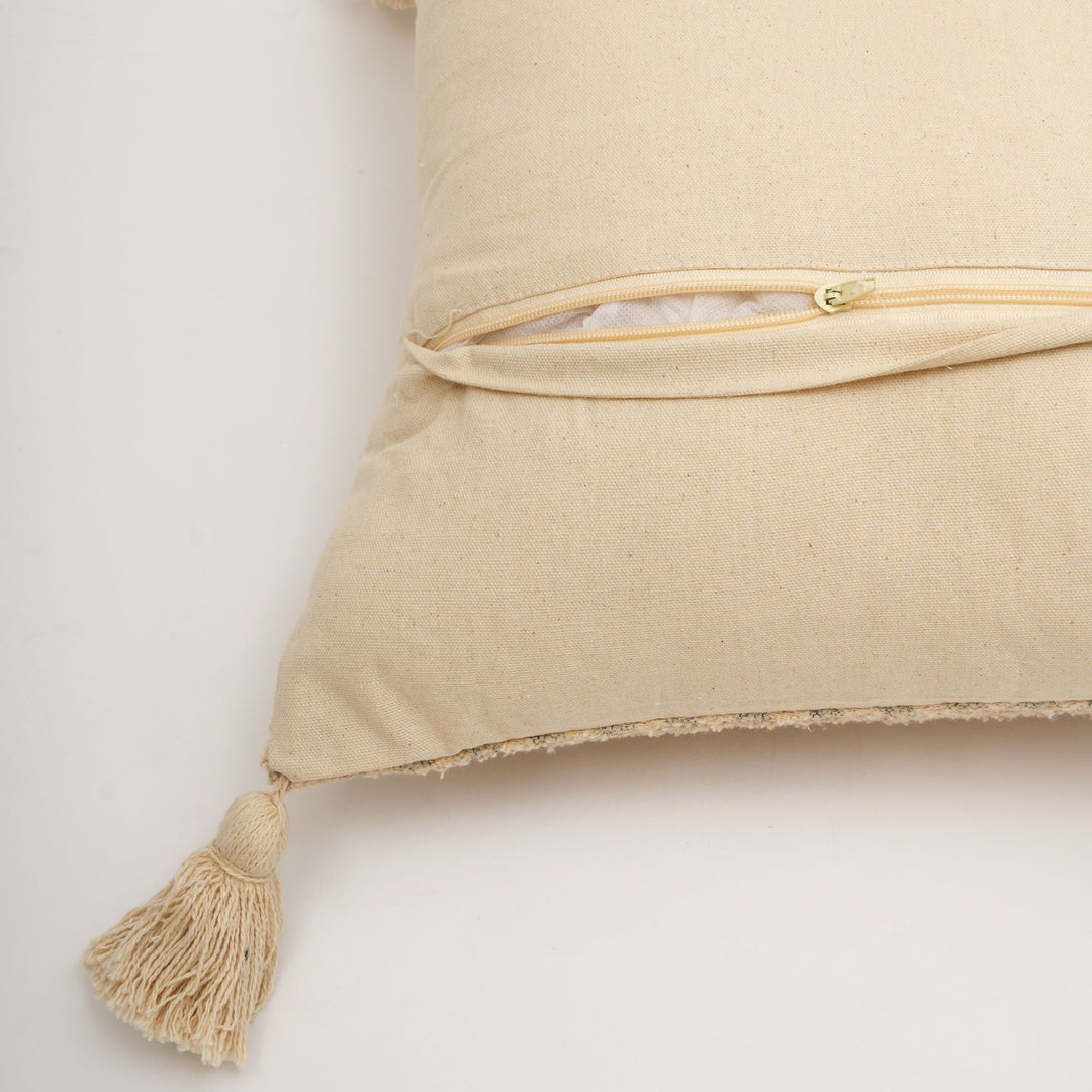 Misty Dune Woven Cushion with Tassels – Beige | 45 × 45 cm