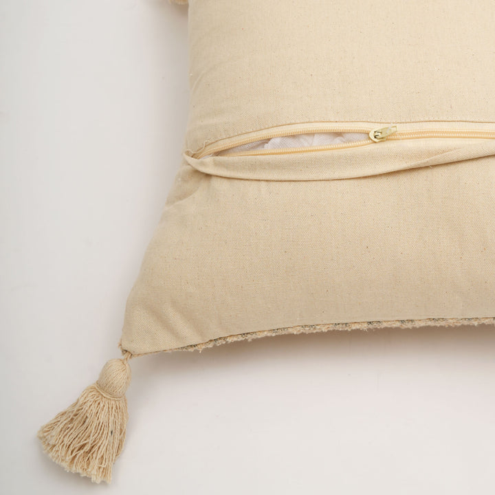 Misty Dune Woven Cushion with Tassels – Beige | 45 × 45 cm