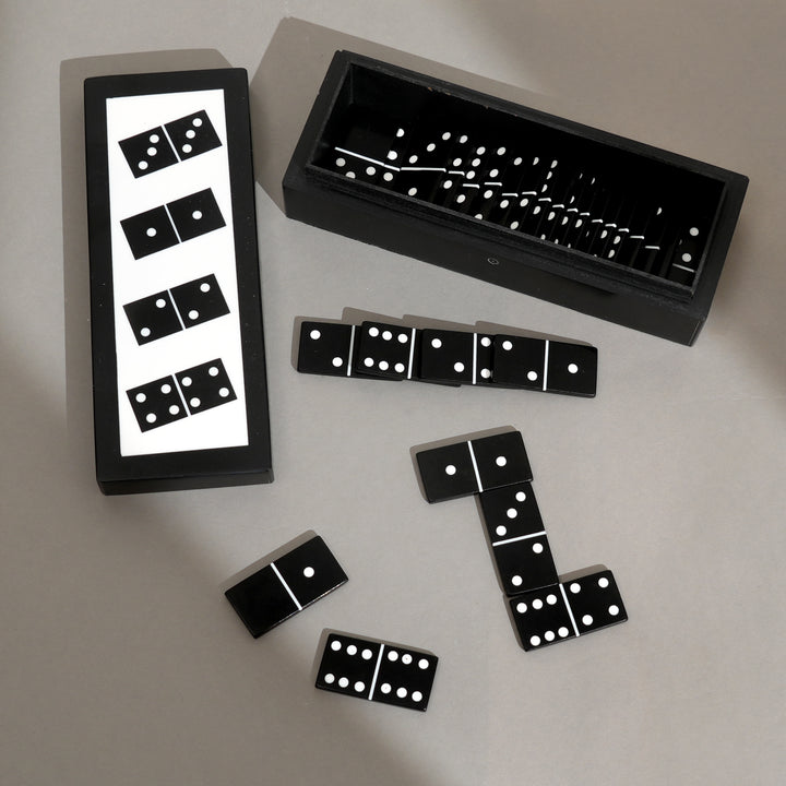 Luxury Black Resin Domino Set with MDF Storage Box