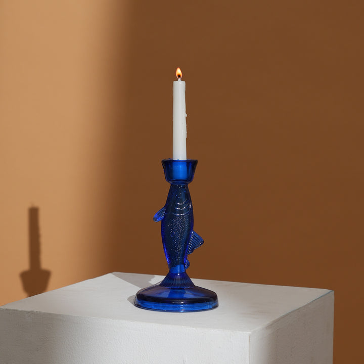 Fish Candle Holder in Royal Blue – Ocean Coastal Decor Accent