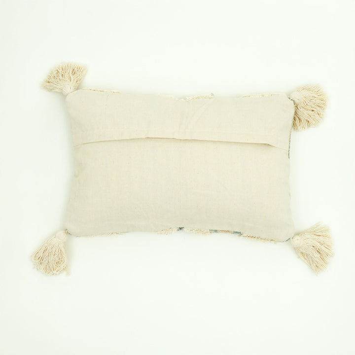 Sandstone Peaks Tufted Cushion with Tassels – Beige | 50×30 cm