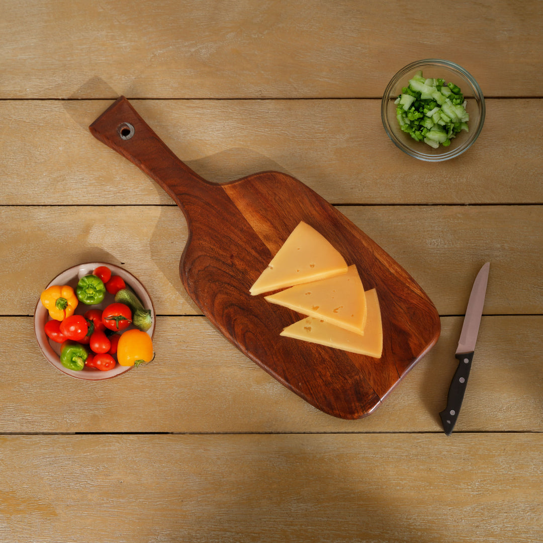 Wooden Paddle Cutting Board Set of 3 Kitchen Serving Boards