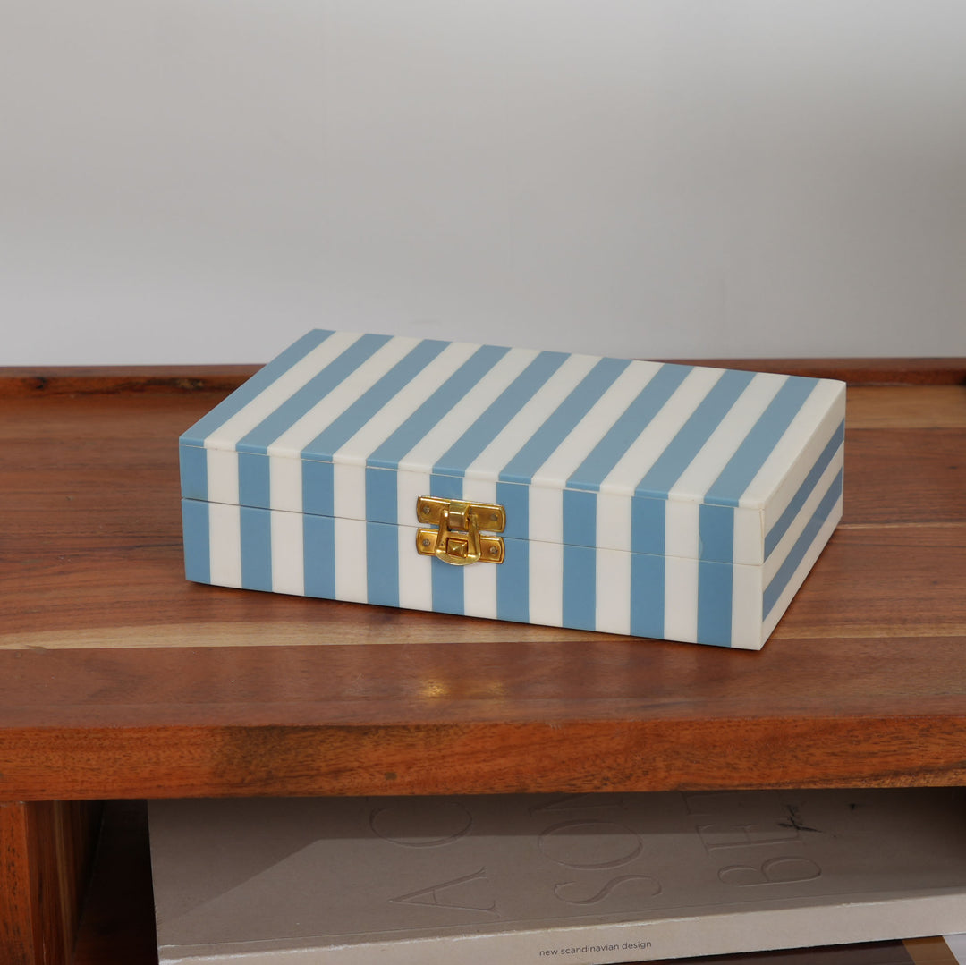 Striped Resin Rectangle Storage Box Decorative Jewellery Box