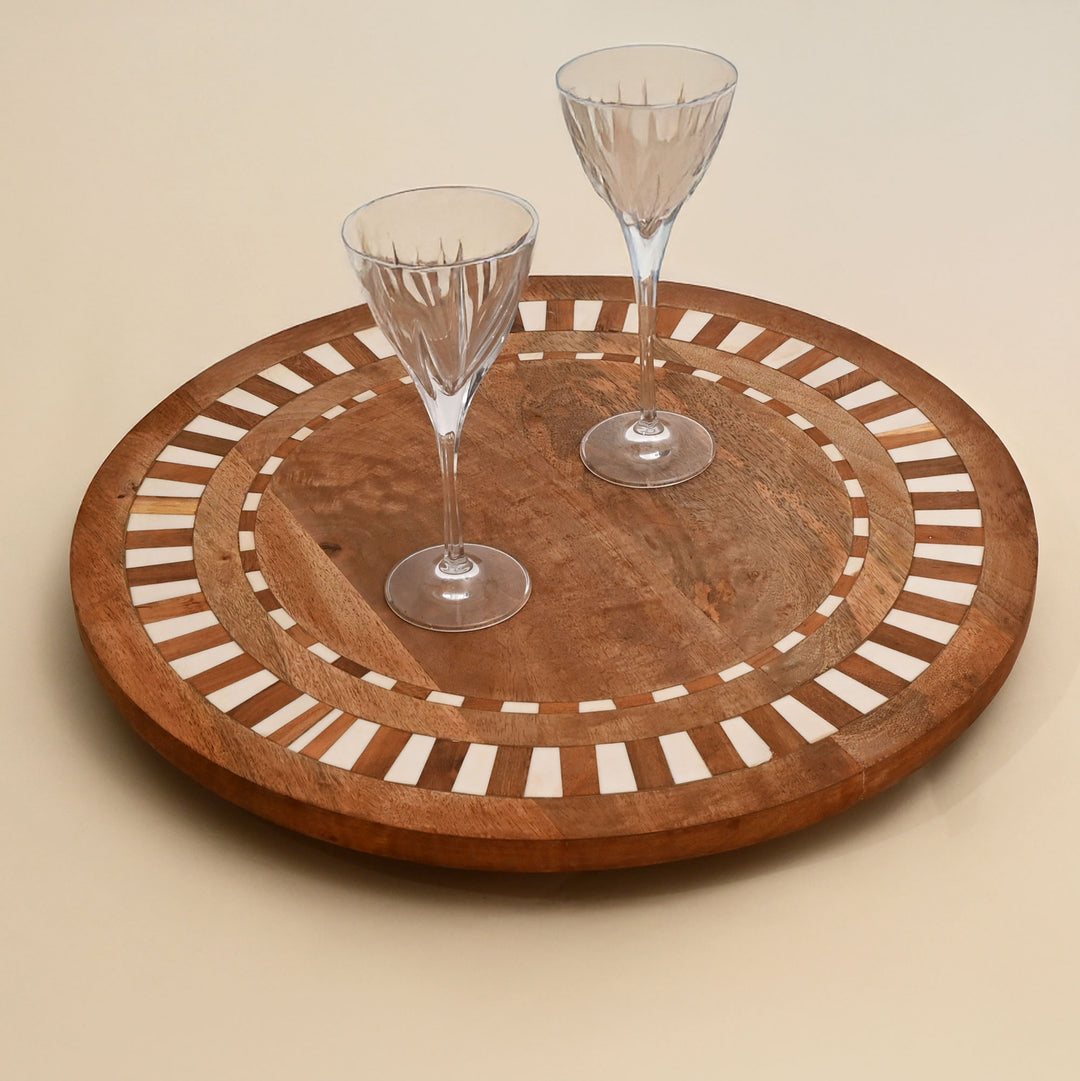 Carved Wood Lazy Susan Turntable