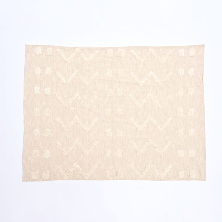 Loom Luxe Cotton Throw – Natural Beige Tufted 155 × 127 cm