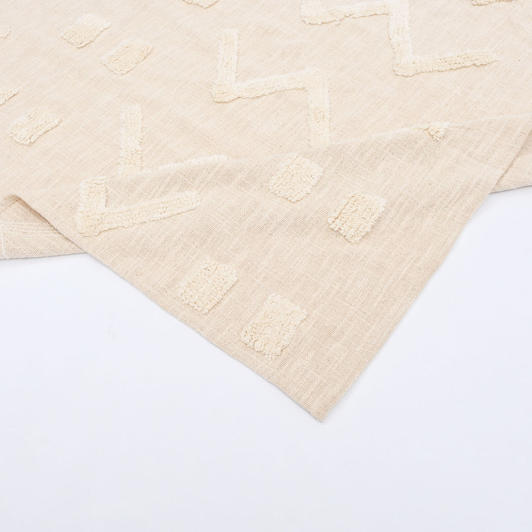 Loom Luxe Cotton Throw – Natural Beige Tufted 155 × 127 cm