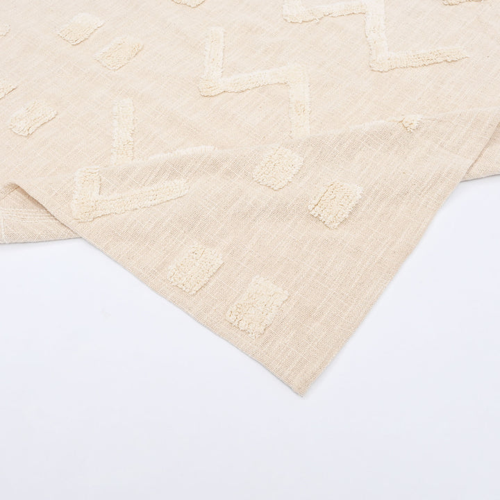 Loom Luxe Cotton Throw – Natural Beige Tufted 155 × 127 cm