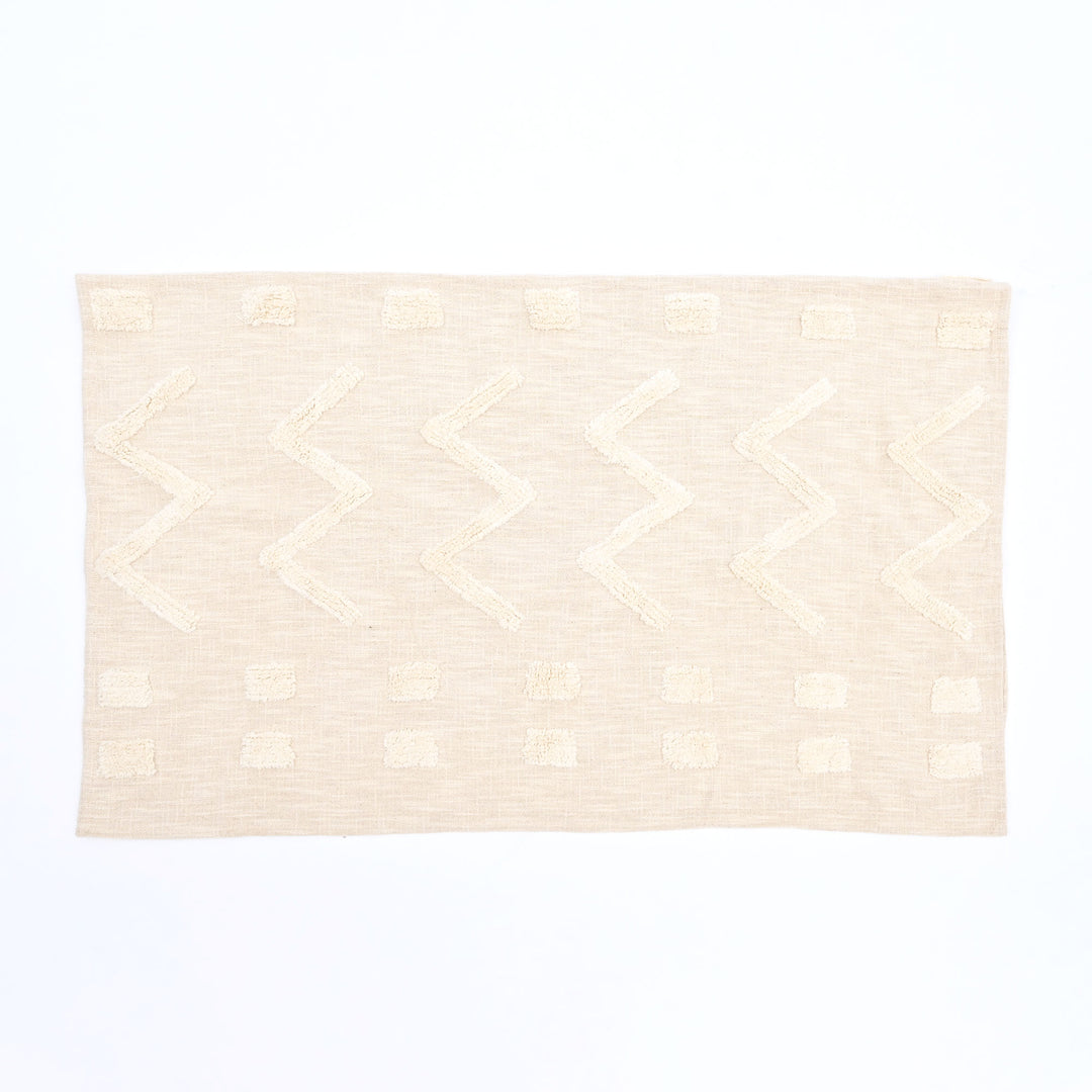 Loom Luxe Cotton Throw – Natural Beige Tufted 155 × 127 cm