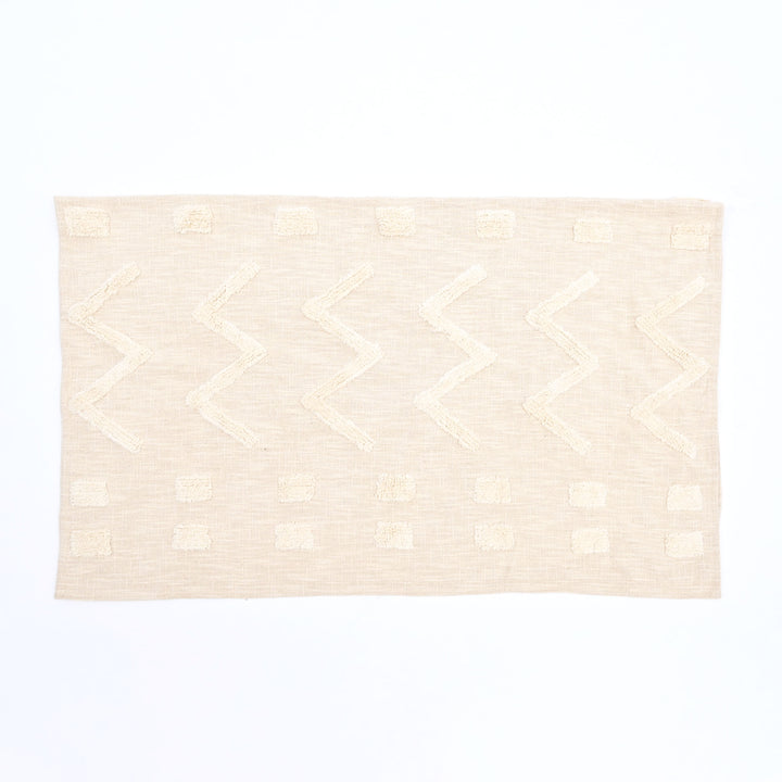 Loom Luxe Cotton Throw – Natural Beige Tufted 155 × 127 cm