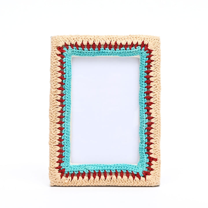 Earth & Aqua Boho Beaded Photo Frame 4×6 Inch – Artisan Décor