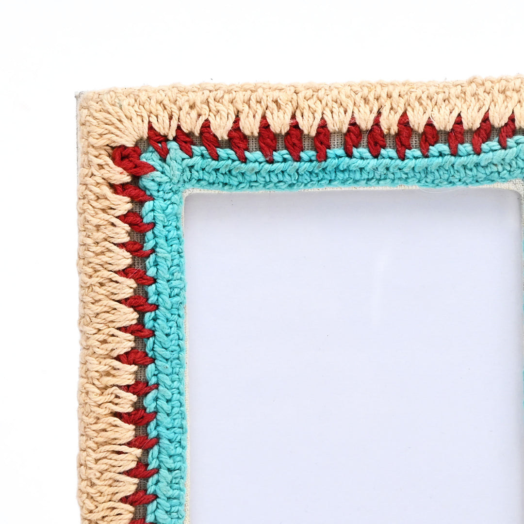 Earth & Aqua Boho Beaded Photo Frame 4×6 Inch – Artisan Décor