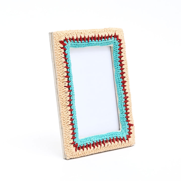 Earth & Aqua Boho Beaded Photo Frame 4×6 Inch – Artisan Décor