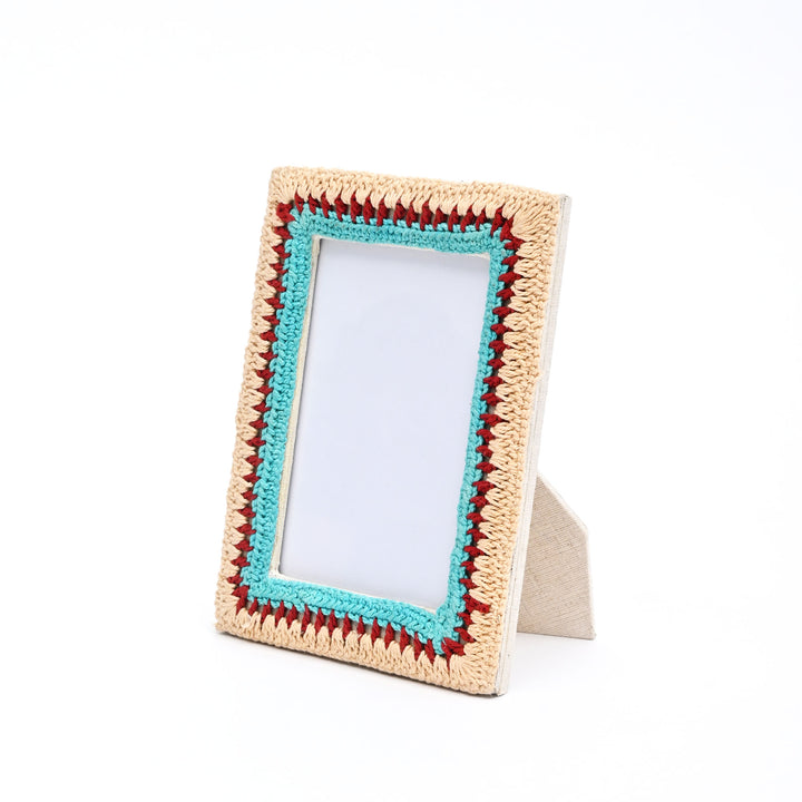 Earth & Aqua Boho Beaded Photo Frame 4×6 Inch – Artisan Décor