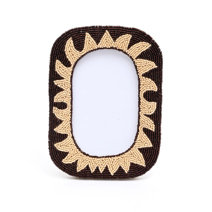 Rustic Sunburst Beaded Photo Frame 4×6 Inch – Elegant Home Décor