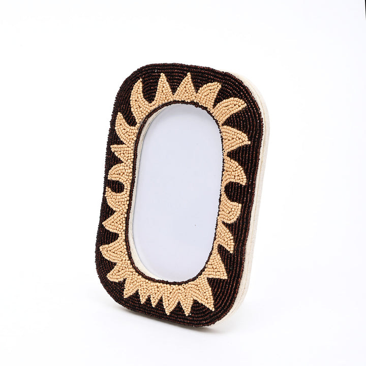 Rustic Sunburst Beaded Photo Frame 4×6 Inch – Elegant Home Décor