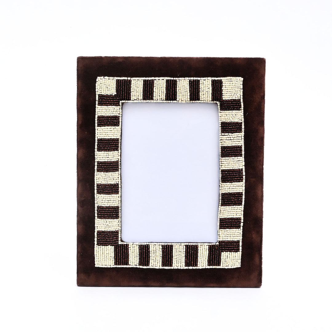 Classic Mocha Striped Photo Frame 5×7 Inch – Brown & Beige
