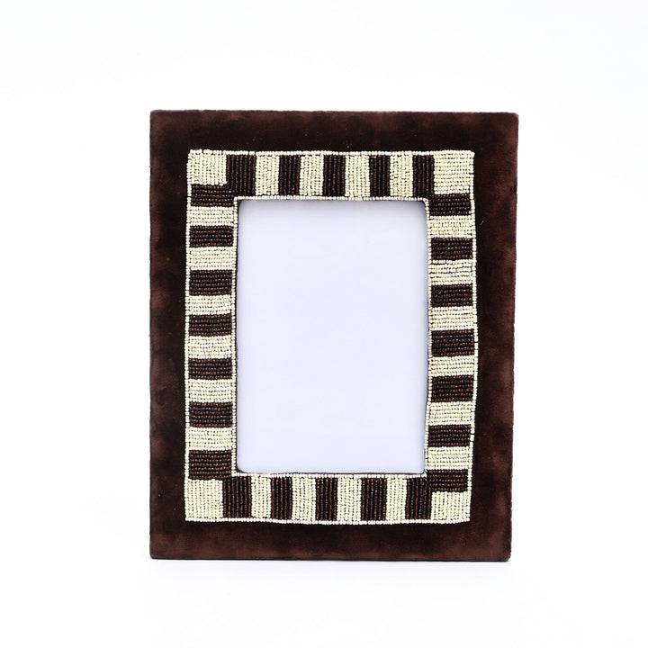 Classic Mocha Striped Photo Frame 5×7 Inch – Brown & Beige